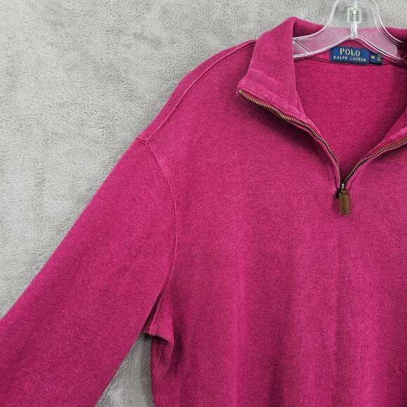 Polo Ralph Lauren Quarter Zip Pullover Sweater M Red Long Sleeve Mock Neck 90s - Picture 3 of 11